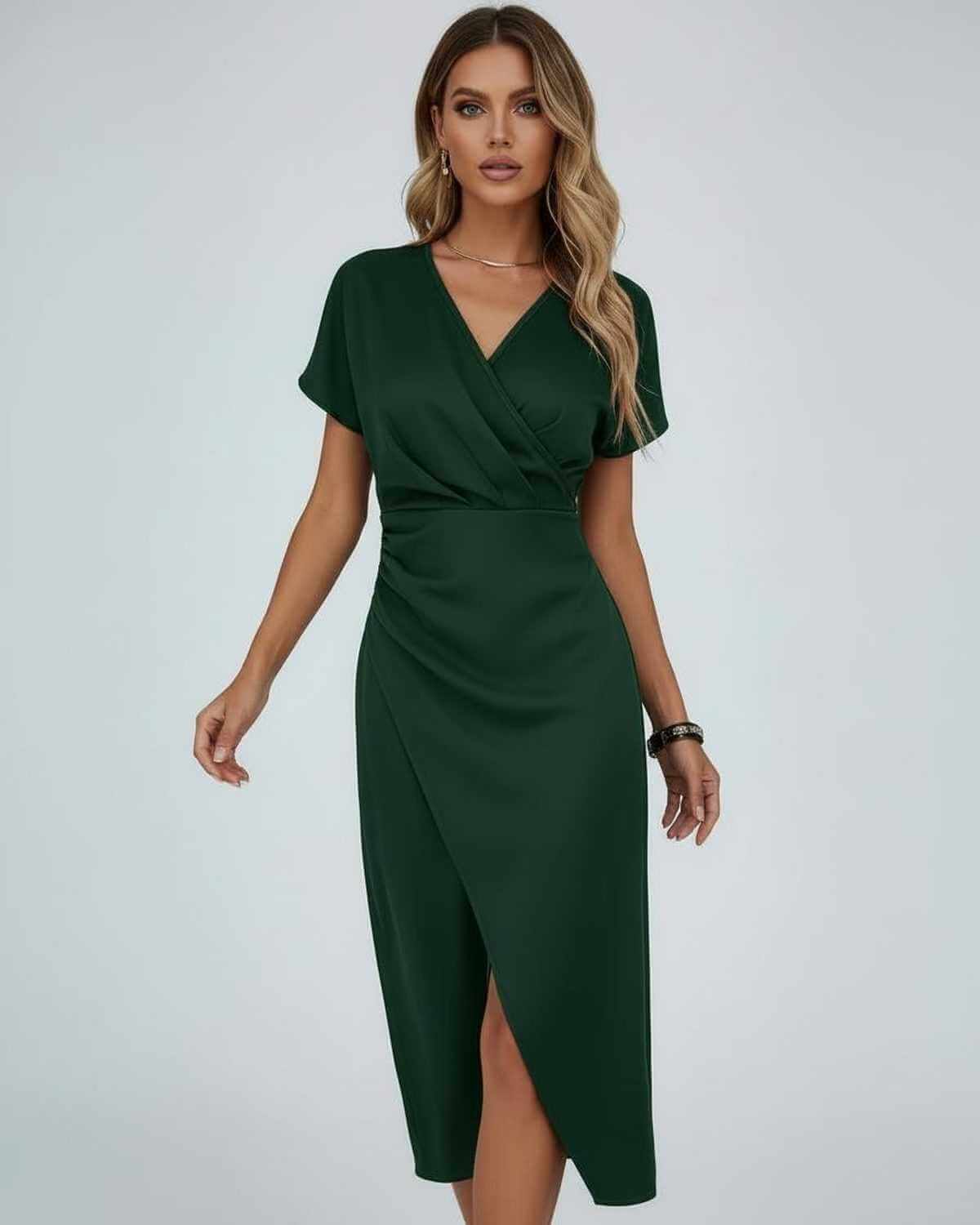 Women's Patterned Midi Dress Outfit for Summer Holidays Weddings Parties and Everyday Wear