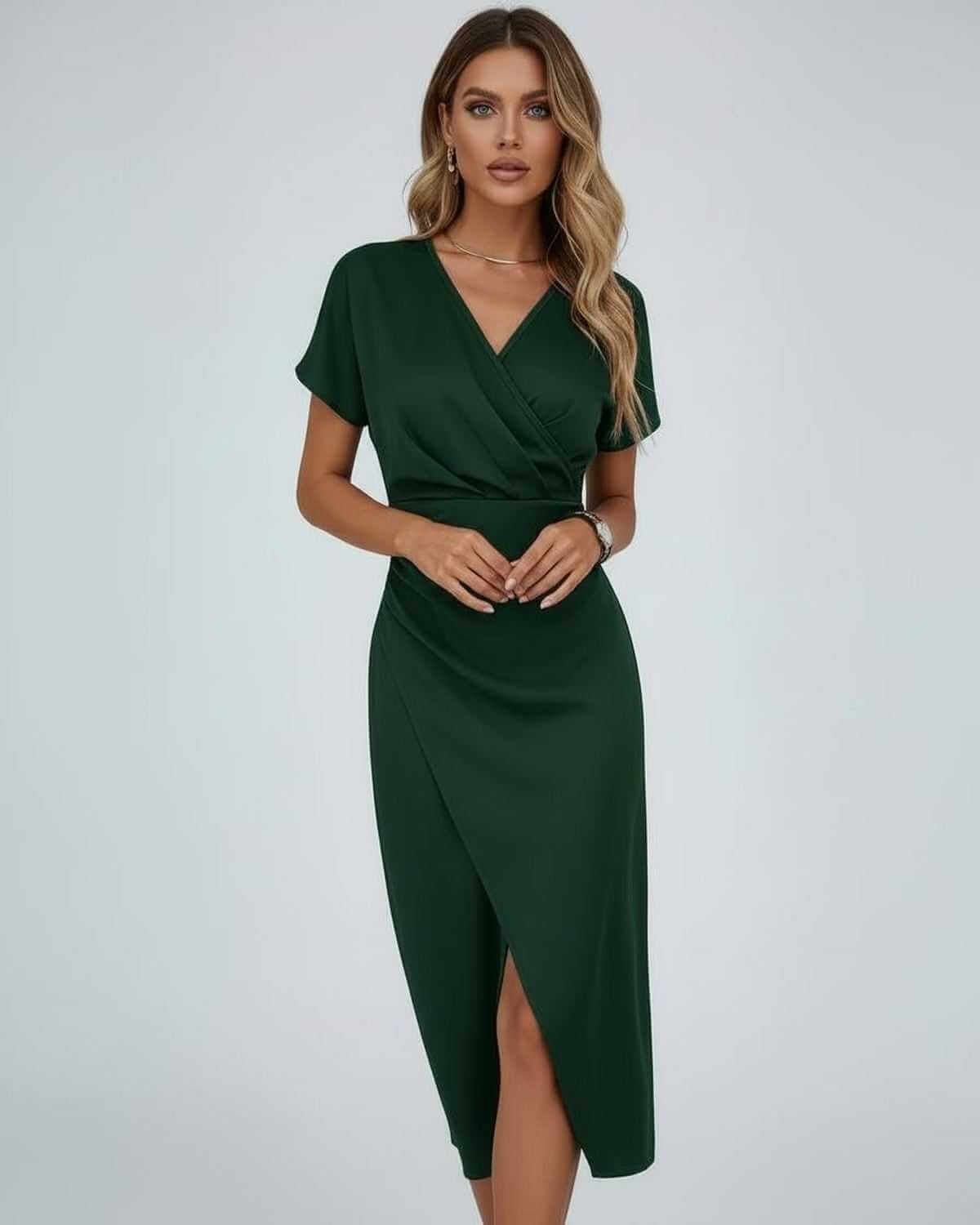 Women's Patterned Midi Dress Outfit for Summer Holidays Weddings Parties and Everyday Wear