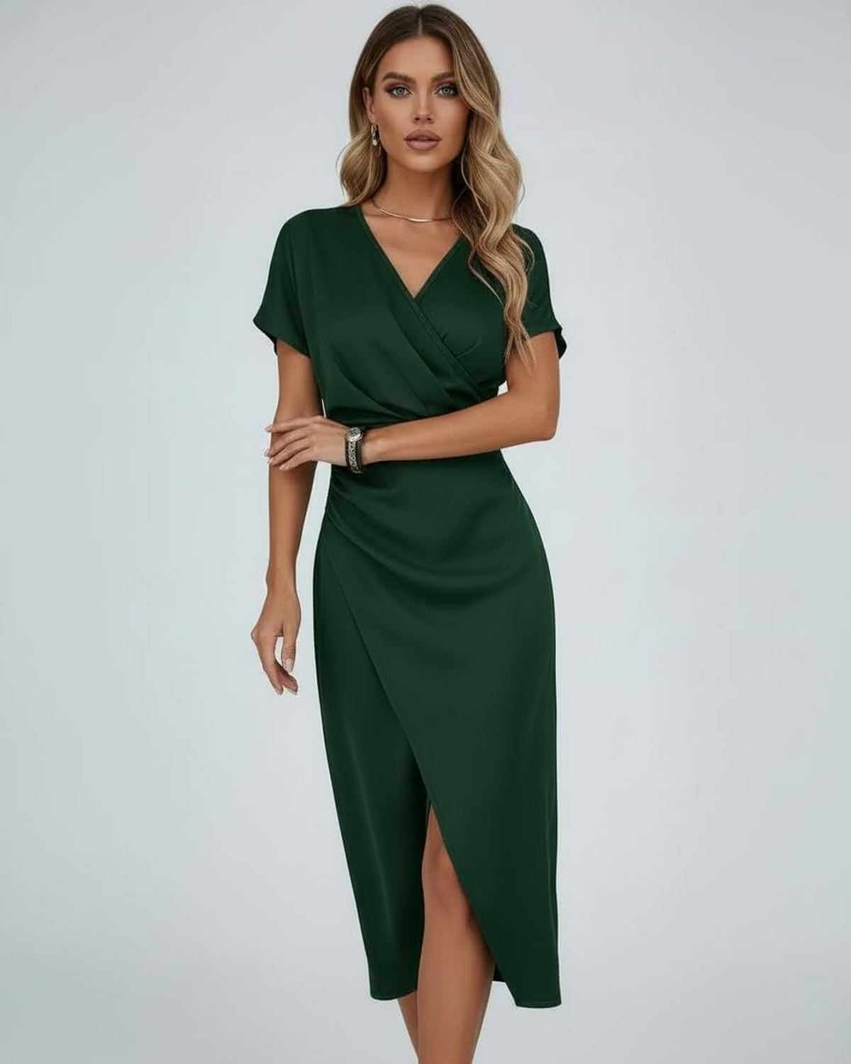Women's Patterned Midi Dress Outfit for Summer Holidays Weddings Parties and Everyday Wear