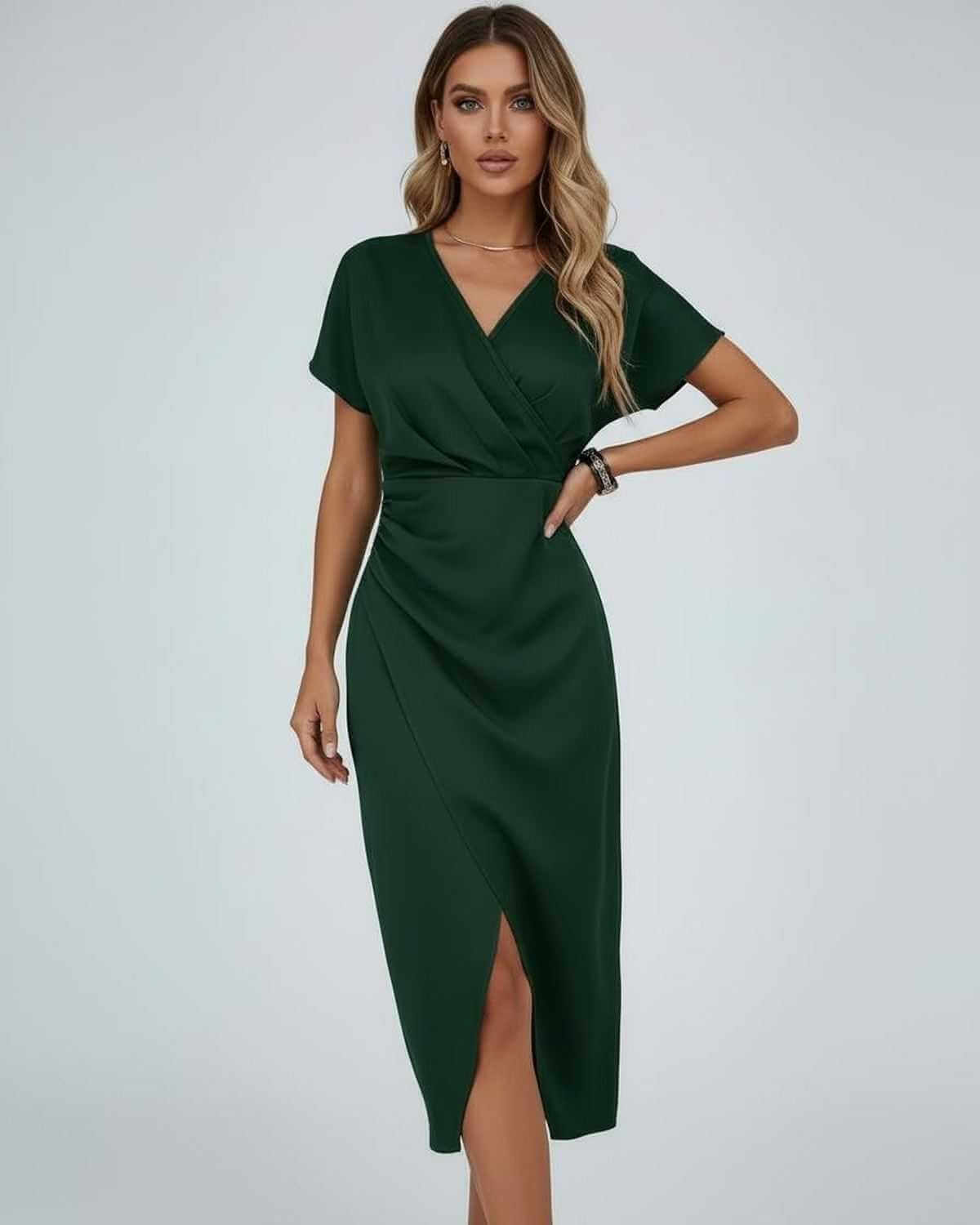 Women's Patterned Midi Dress Outfit for Summer Holidays Weddings Parties and Everyday Wear