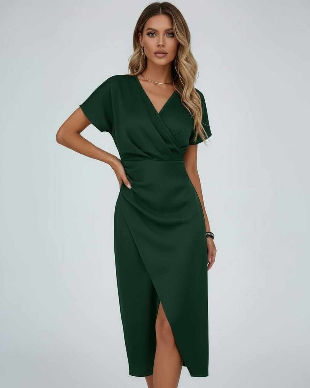 Women's Patterned Midi Dress Outfit for Summer Holidays Weddings Parties and Everyday Wear
