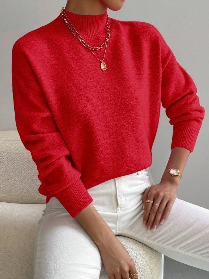 Women's Classic Knit Sweater Relaxed Fit Long Sleeve Crew Neck Casual Wear