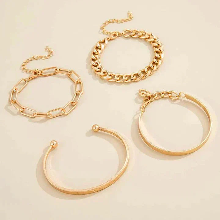 Women's White Gold Bracelet Stackable Set Statement Jewellery Jewelry Gift for Women Weddings Parties Prom and Everyday Wear
