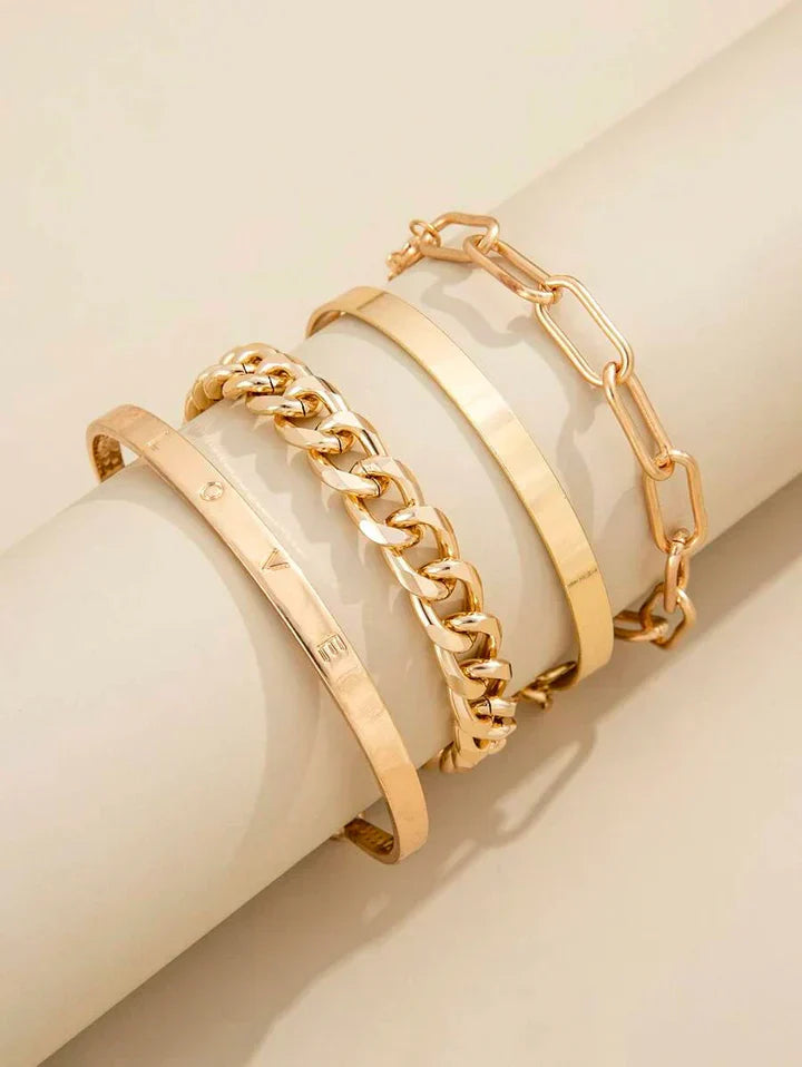 Women's White Gold Bracelet Stackable Set Statement Jewellery Jewelry Gift for Women Weddings Parties Prom and Everyday Wear