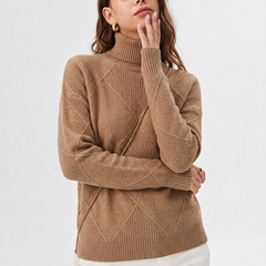 Women's Relaxed Oversized Turtleneck Sweater Ribbed Knit Cozy Casual