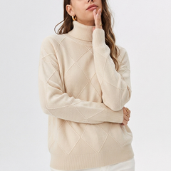 Women's Relaxed Oversized Turtleneck Sweater Ribbed Knit Cozy Casual