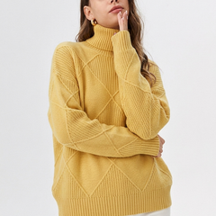 Women's Relaxed Oversized Turtleneck Sweater Ribbed Knit Cozy Casual