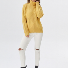 Women's Relaxed Oversized Turtleneck Sweater Ribbed Knit Cozy Casual