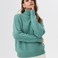 Women's Relaxed Oversized Turtleneck Sweater Ribbed Knit Cozy Casual
