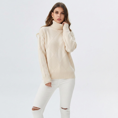 Women's Relaxed Oversized Turtleneck Sweater Ribbed Knit Cozy Casual