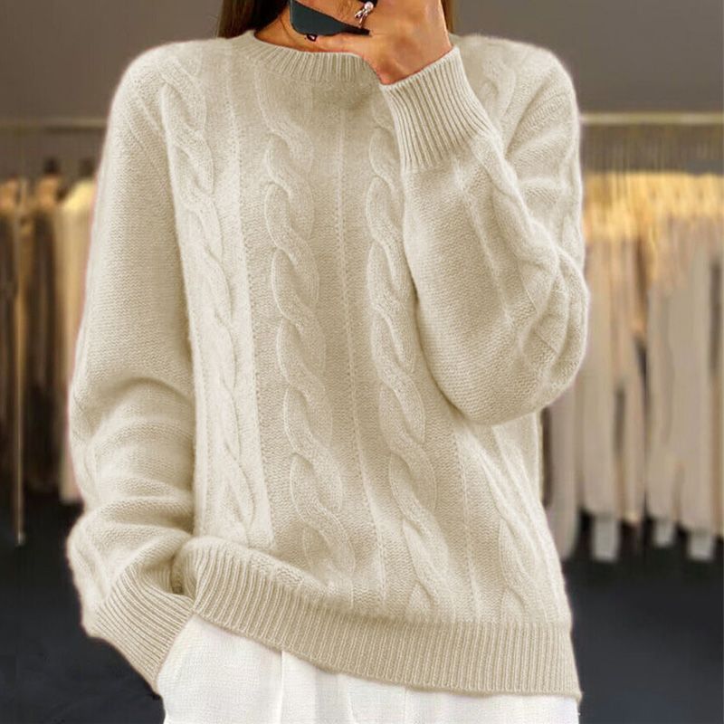 Women's Classic Chic Winter Sweater Relaxed Fit Long Sleeve Crew Neck Casual Everyday
