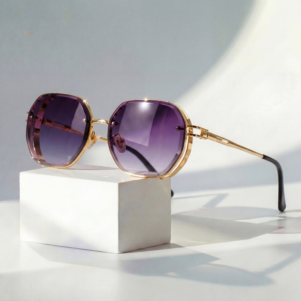 Women's Gold Aviator Frame Sunglasses Outfit for Weddings Parties Holidays Occasions and Everyday Wear