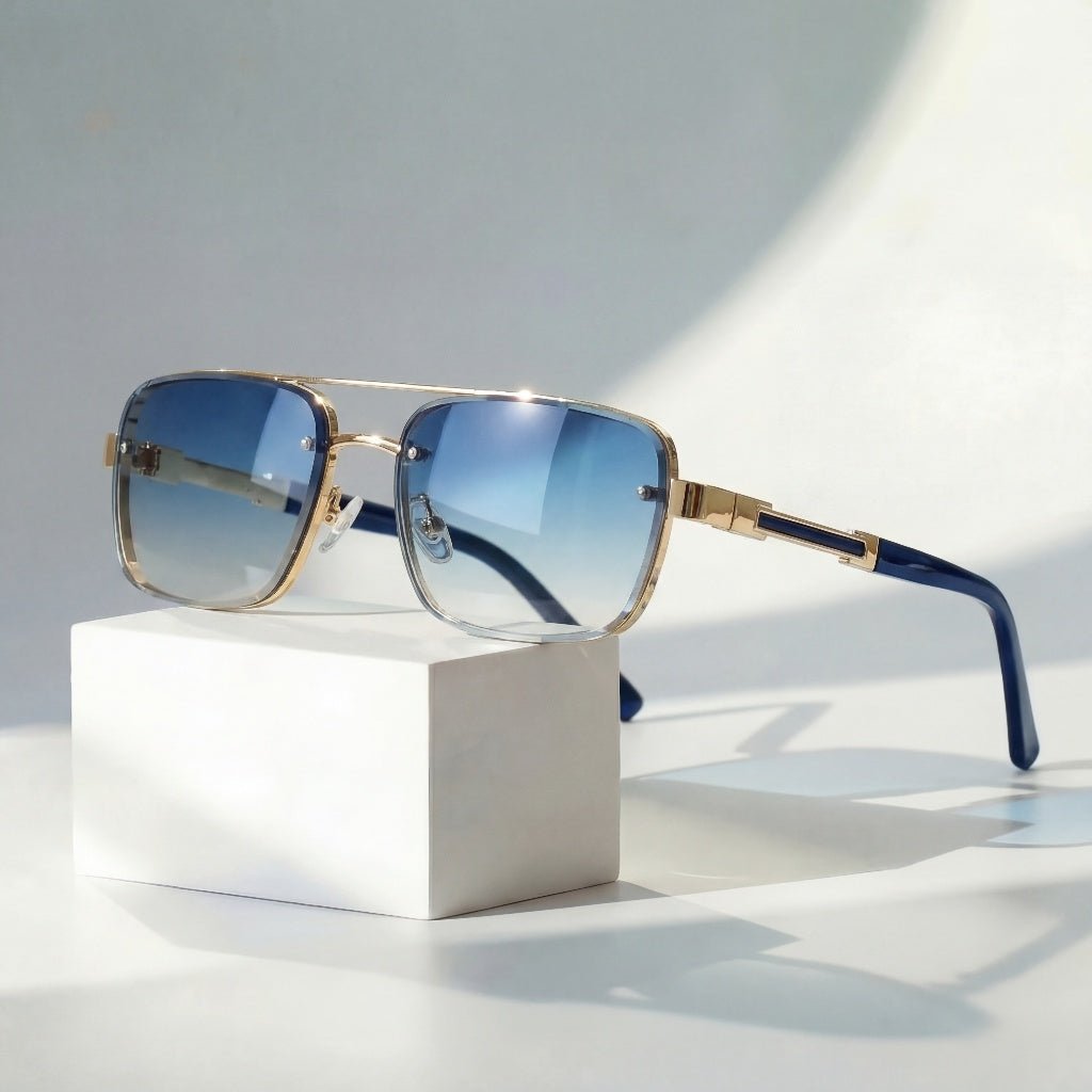 Women's Gold Retro Aviator Gradient Sunglasses Outfit for Weddings Parties Holidays Occasions and Everyday Wear