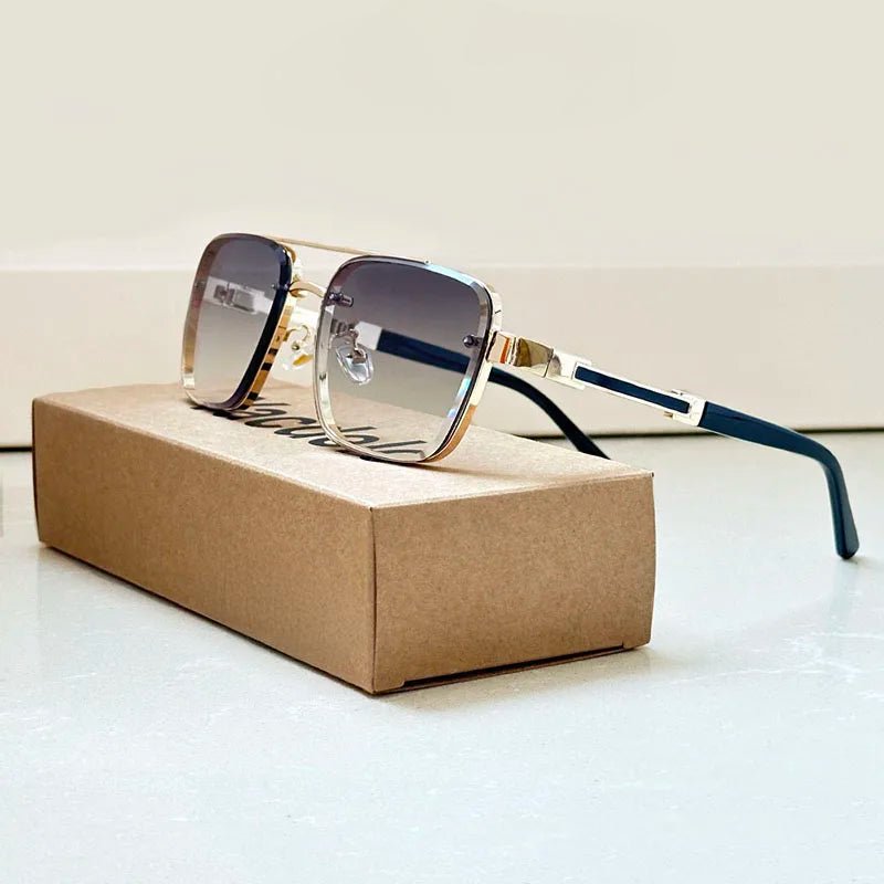 Women's Gold Retro Aviator Gradient Sunglasses Outfit for Weddings Parties Holidays Occasions and Everyday Wear