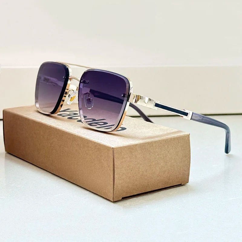 Women's Gold Retro Aviator Gradient Sunglasses Outfit for Weddings Parties Holidays Occasions and Everyday Wear
