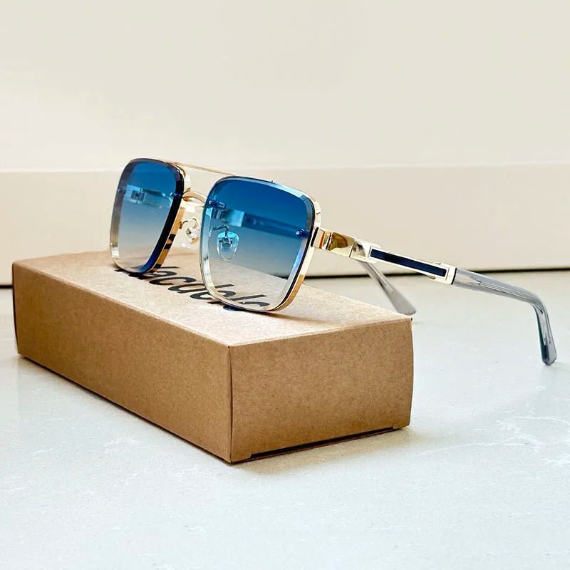 Women's Gold Retro Aviator Gradient Sunglasses Outfit for Weddings Parties Holidays Occasions and Everyday Wear