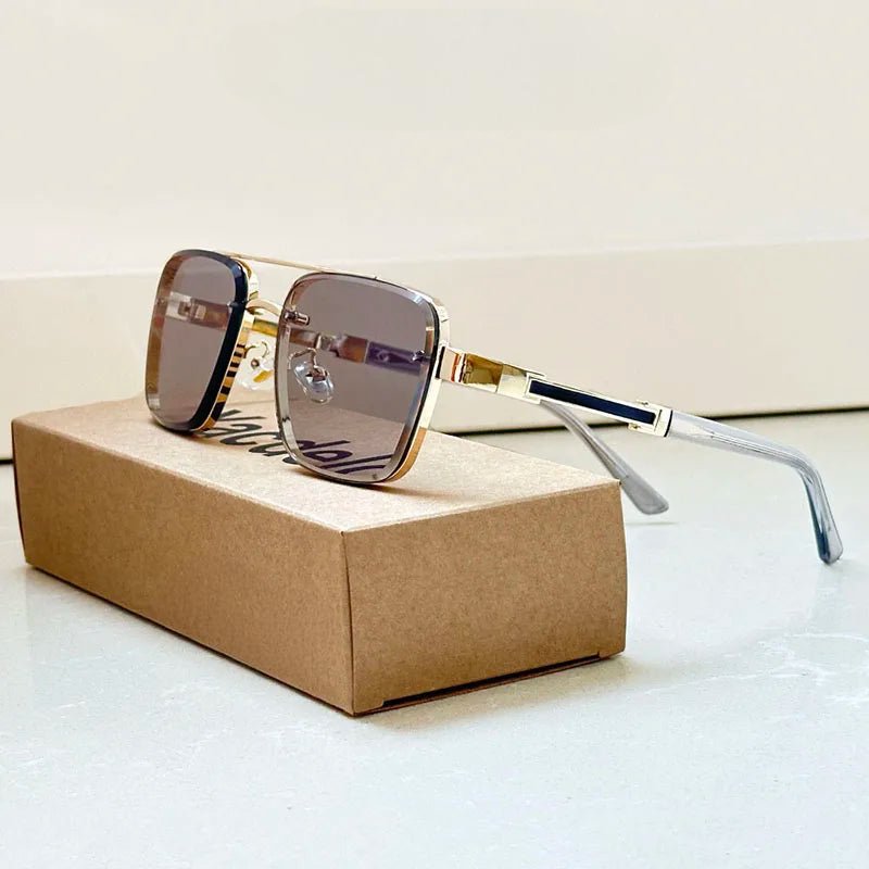 Women's Gold Retro Aviator Gradient Sunglasses Outfit for Weddings Parties Holidays Occasions and Everyday Wear