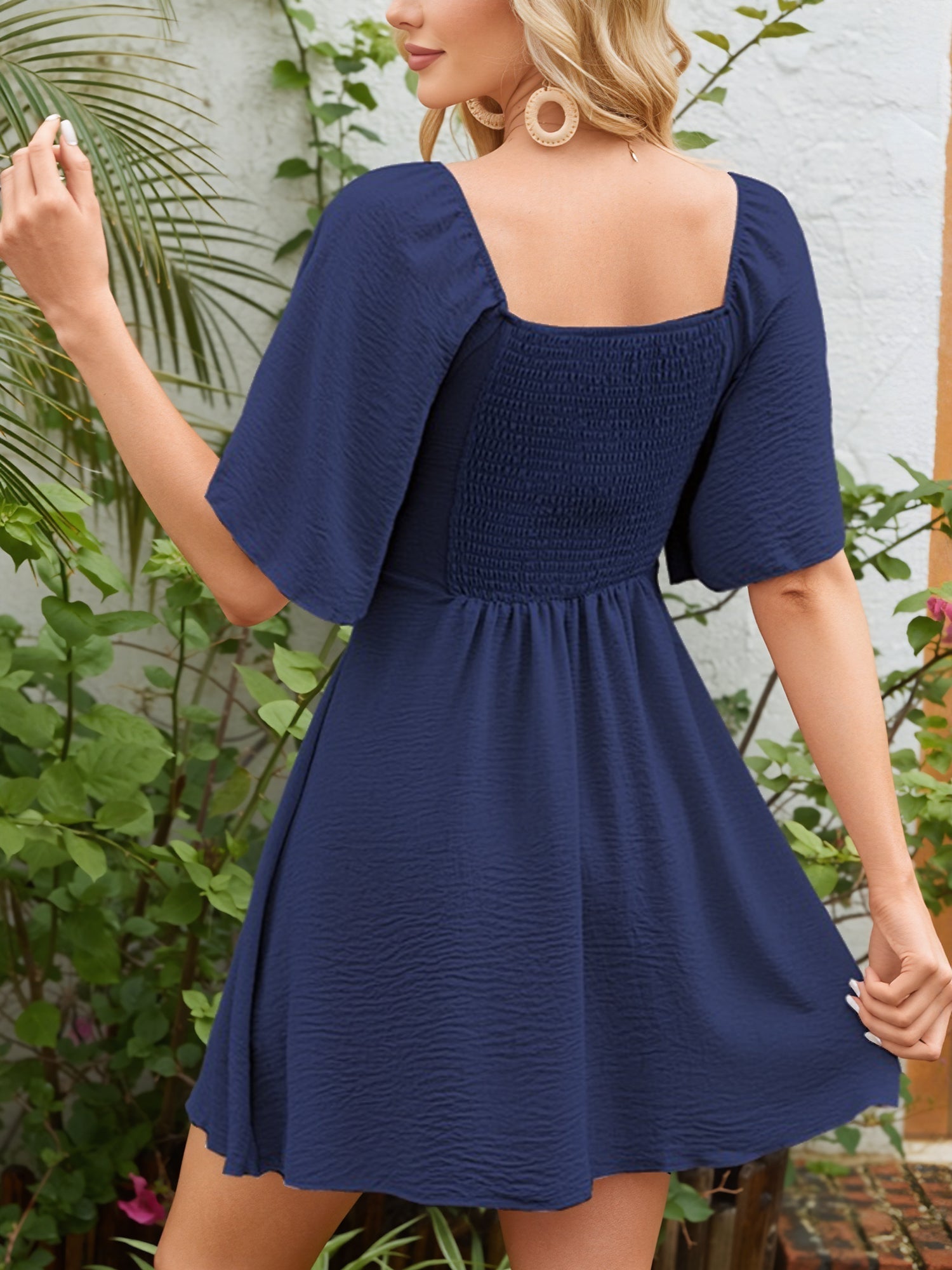 Women's Tie Front Mini Dress Outfit for Summer Holidays Weddings Parties and Everyday Wear