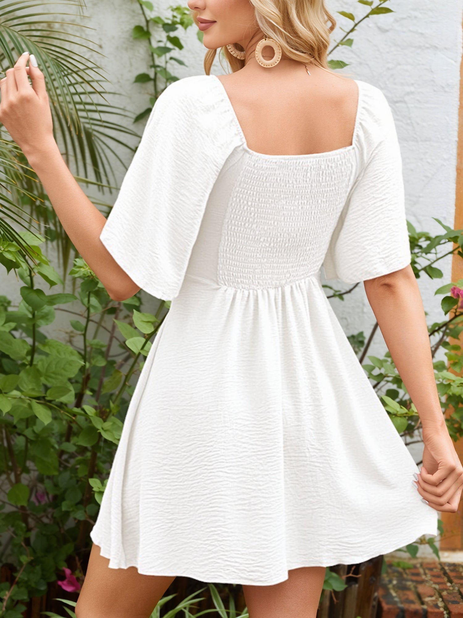 Women's Tie Front Mini Dress Outfit for Summer Holidays Weddings Parties and Everyday Wear
