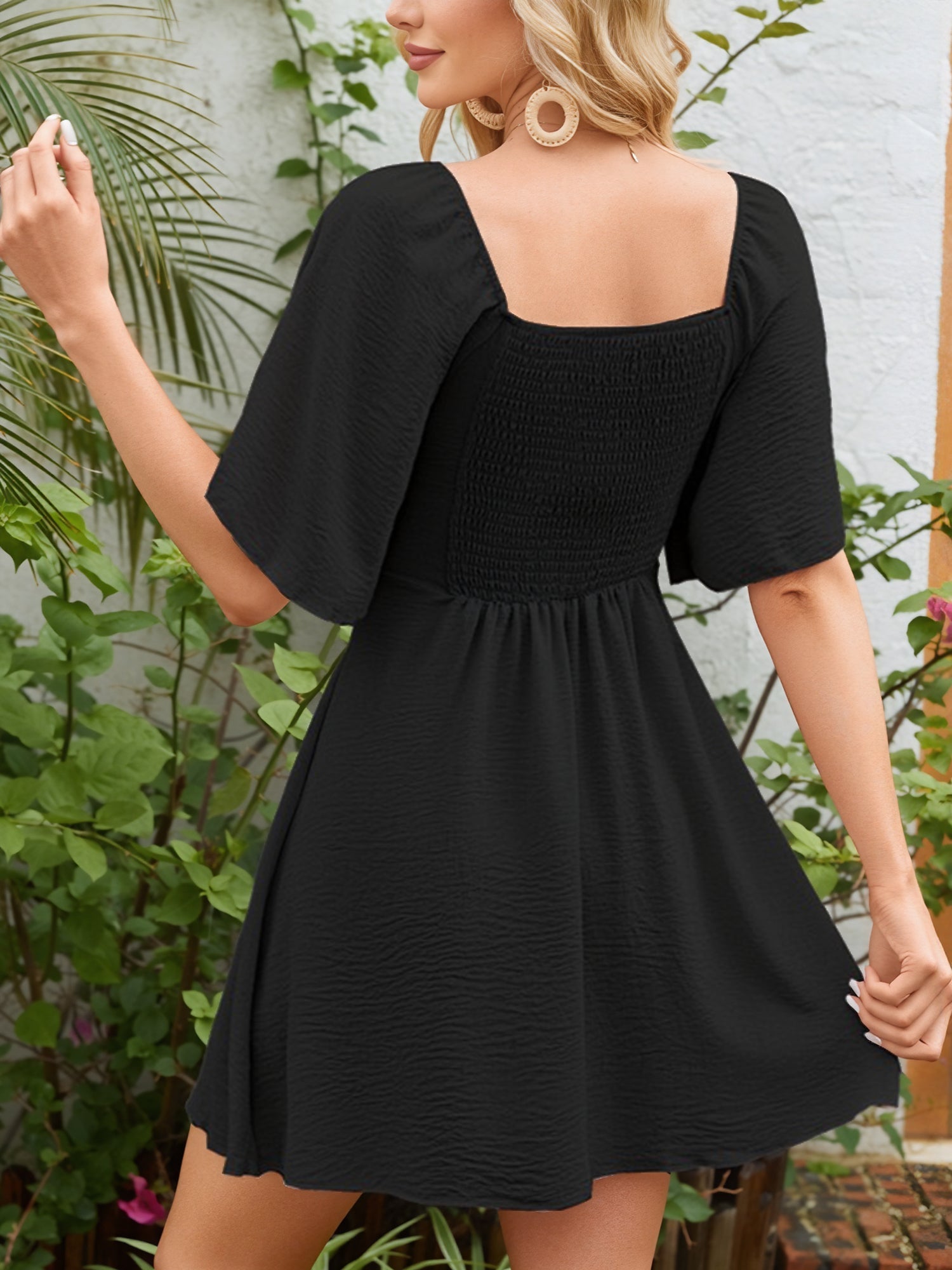 Women's Tie Front Mini Dress Outfit for Summer Holidays Weddings Parties and Everyday Wear