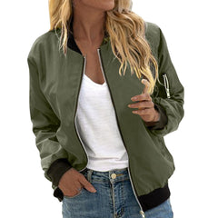 Women's Oversized Bomber Jacket Zip-Up Lightweight Casual Everyday Wear