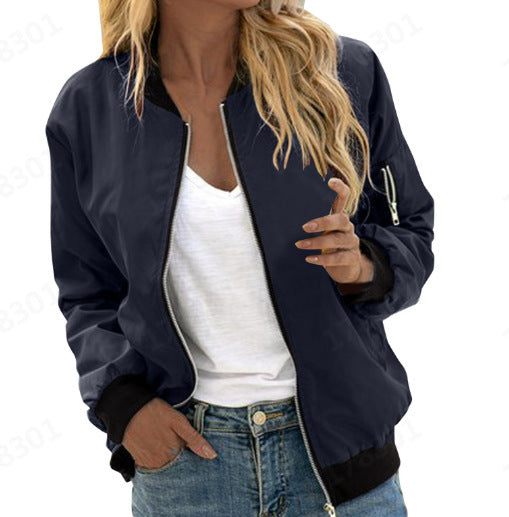 Women's Oversized Bomber Jacket Zip-Up Lightweight Casual Everyday Wear