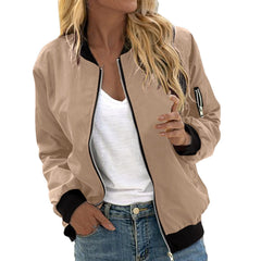 Women's Oversized Bomber Jacket Zip-Up Lightweight Casual Everyday Wear