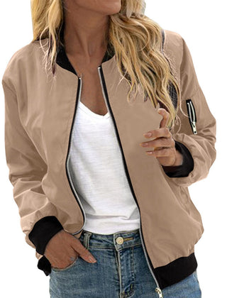 Women's Oversized Bomber Jacket Zip-Up Lightweight Casual Everyday Wear