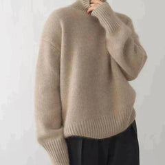 Women's Cozy Knit Turtleneck Sweater Relaxed Fit Long Sleeve Casual Everyday