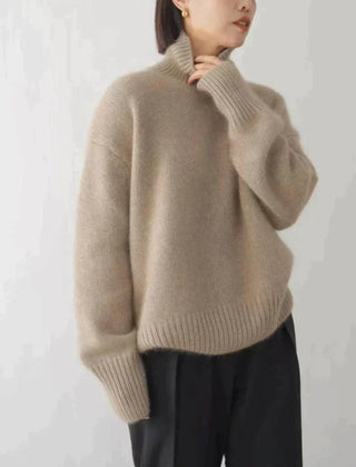 Women's Cozy Knit Turtleneck Sweater Relaxed Fit Long Sleeve Casual Everyday