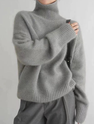 Women's Cozy Knit Turtleneck Sweater Relaxed Fit Long Sleeve Casual Everyday