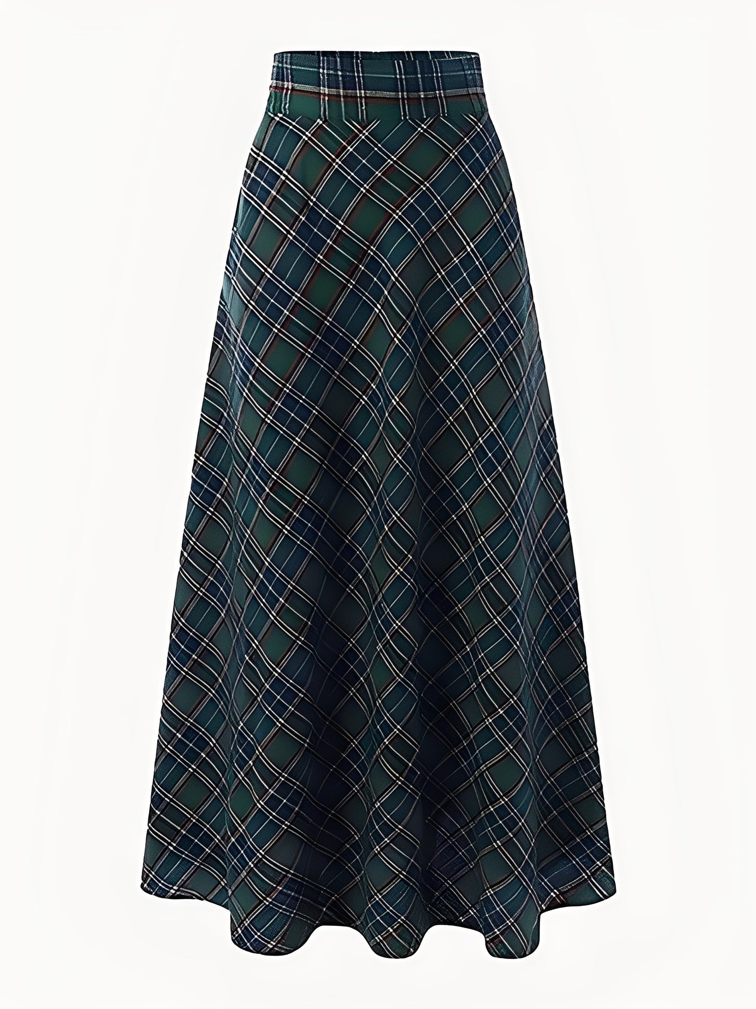 Women's A-Line Maxi Skirt Plaid Pockets Holiday Style Versatile Fashion