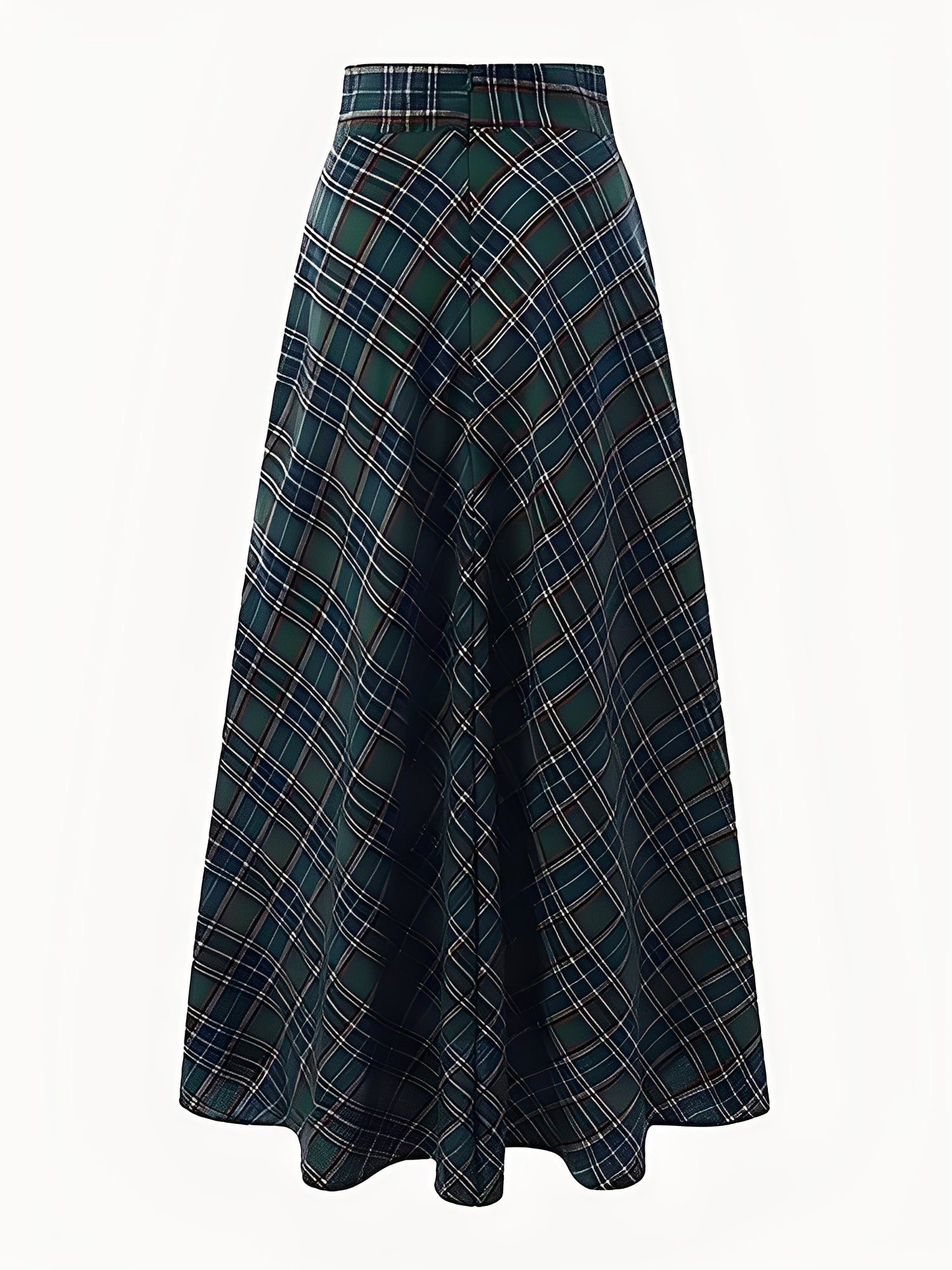 Women's A-Line Maxi Skirt Plaid Pockets Holiday Style Versatile Fashion