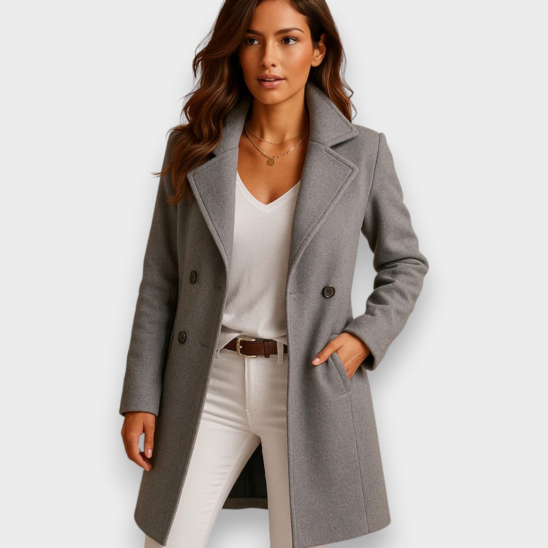 Women's Classic Long Coat Relaxed Fit Button Closure Timeless Everyday Wear
