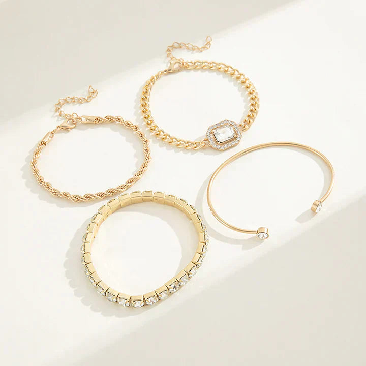 Women's Gold Bracelet Set Statement Jewellery Jewelry Gift for Women Weddings Parties Prom and Everyday Wear