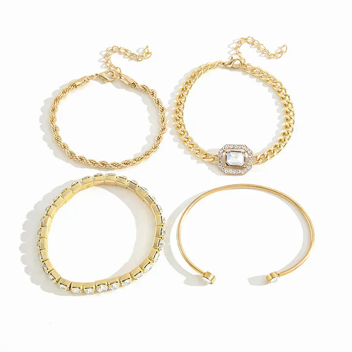 Women's Gold Bracelet Set Statement Jewellery Jewelry Gift for Women Weddings Parties Prom and Everyday Wear