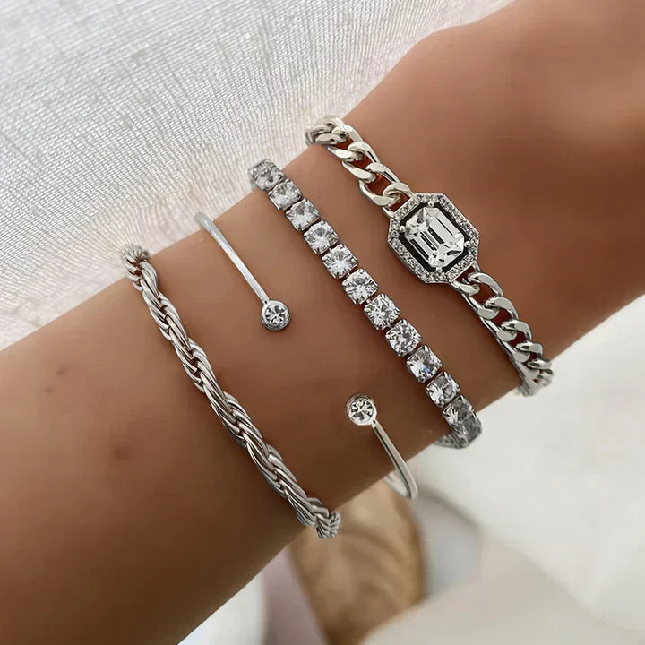 Women's Gold Bracelet Set Statement Jewellery Jewelry Gift for Women Weddings Parties Prom and Everyday Wear