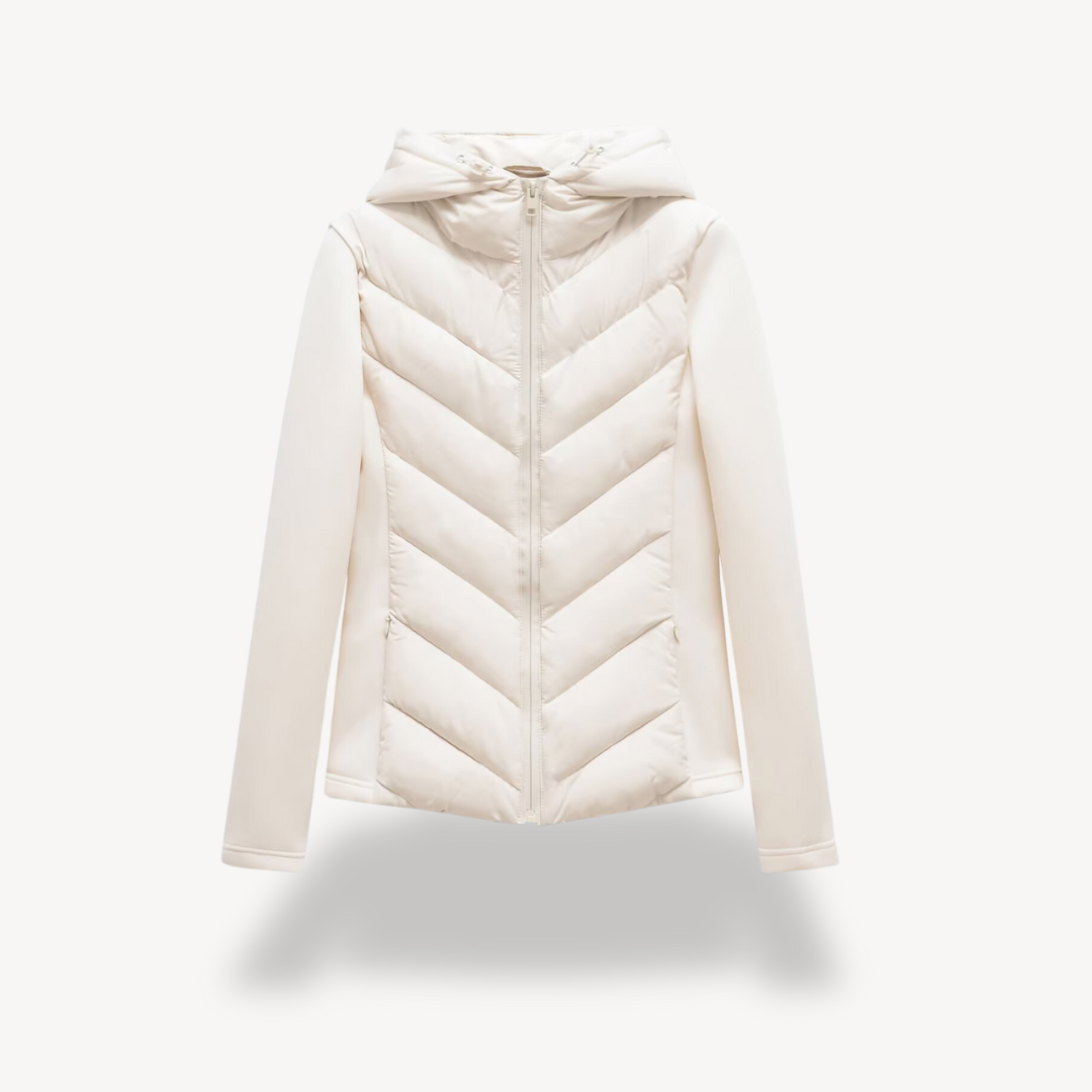 Women's Quilted Jacket Hooded Zip Closure Stylish Casual Layering