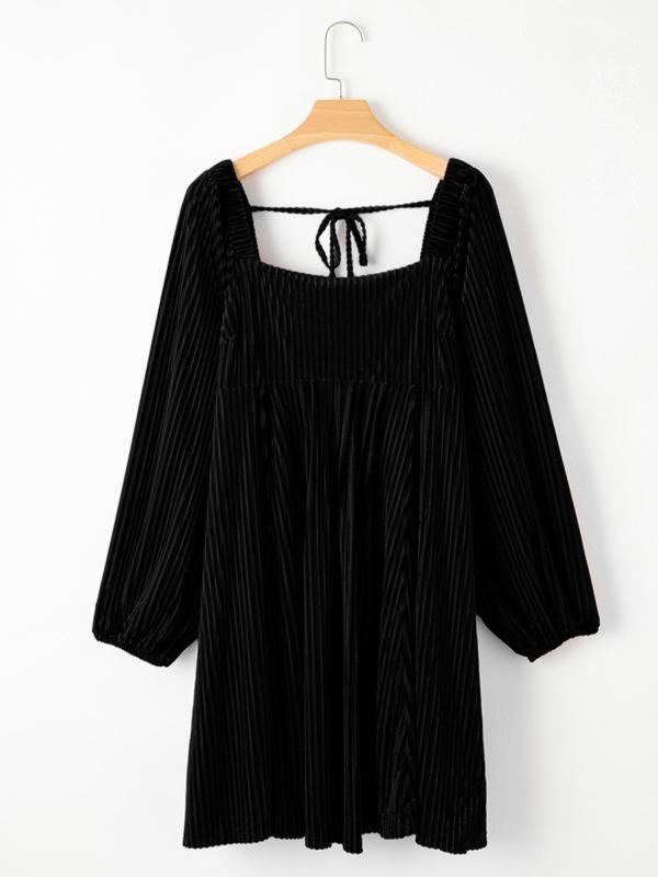 Women's A-Line Dress Long Sleeve Square Neck Midi Elegant Chic