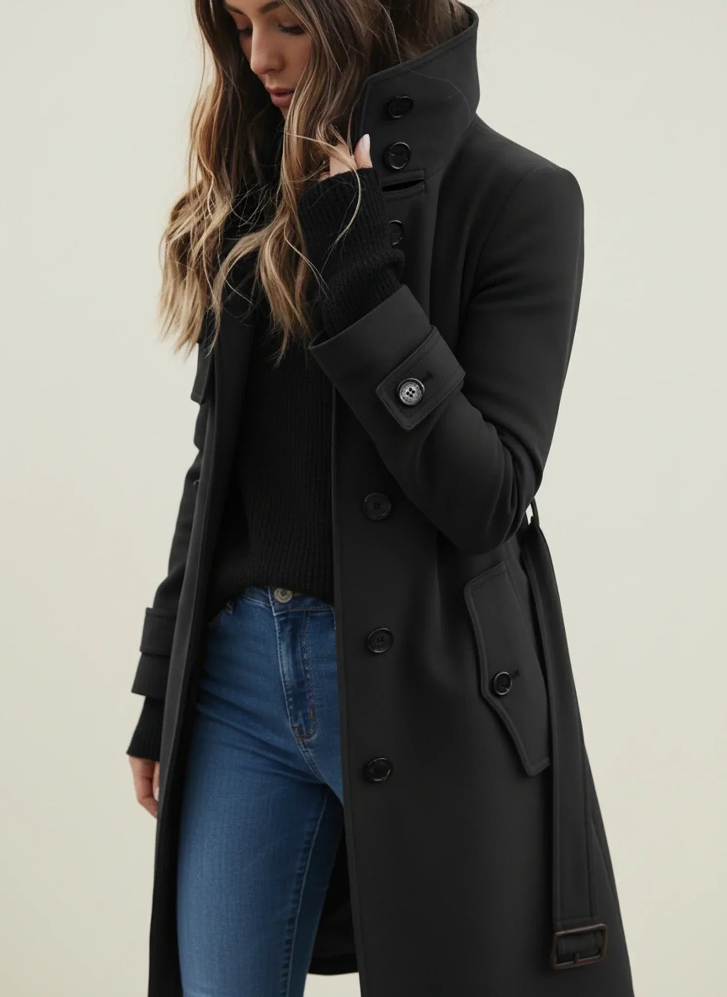 Women's Longline Trench Coat Belted Winter Jacket Stylish Warm Layering