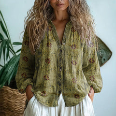Women's Boho Button-Down Cardigan Blouse Long Sleeve V-Neck Casual Wear