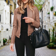 Women's Trendy Bomber Jacket Zip Front Stand Collar Casual Everyday