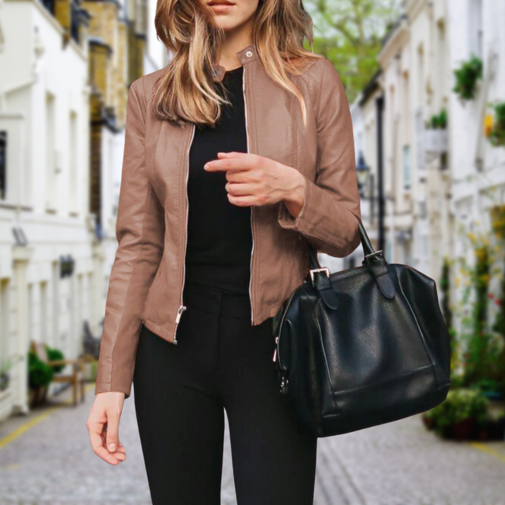 Women's Trendy Bomber Jacket Zip Front Stand Collar Casual Everyday