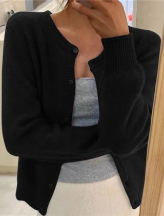 Women's Cropped Cardigan Button Front Relaxed Fit Layering Casual Sweater