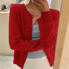 Women's Cropped Cardigan Button Front Relaxed Fit Layering Casual Sweater