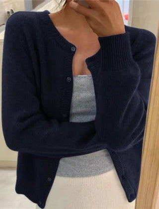 Women's Cropped Cardigan Button Front Relaxed Fit Layering Casual Sweater