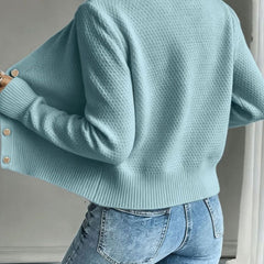 Women's Cropped Cardigan Cable-Knit Button-Front Long Sleeve Casual Layering