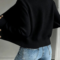 Women's Cropped Cardigan Cable-Knit Button-Front Long Sleeve Casual Layering