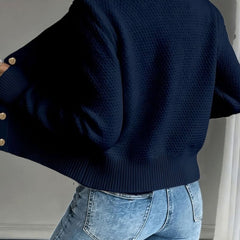 Women's Cropped Cardigan Cable-Knit Button-Front Long Sleeve Casual Layering