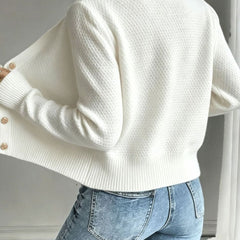 Women's Cropped Cardigan Cable-Knit Button-Front Long Sleeve Casual Layering